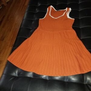 Orange Sleeveless Knit Dress